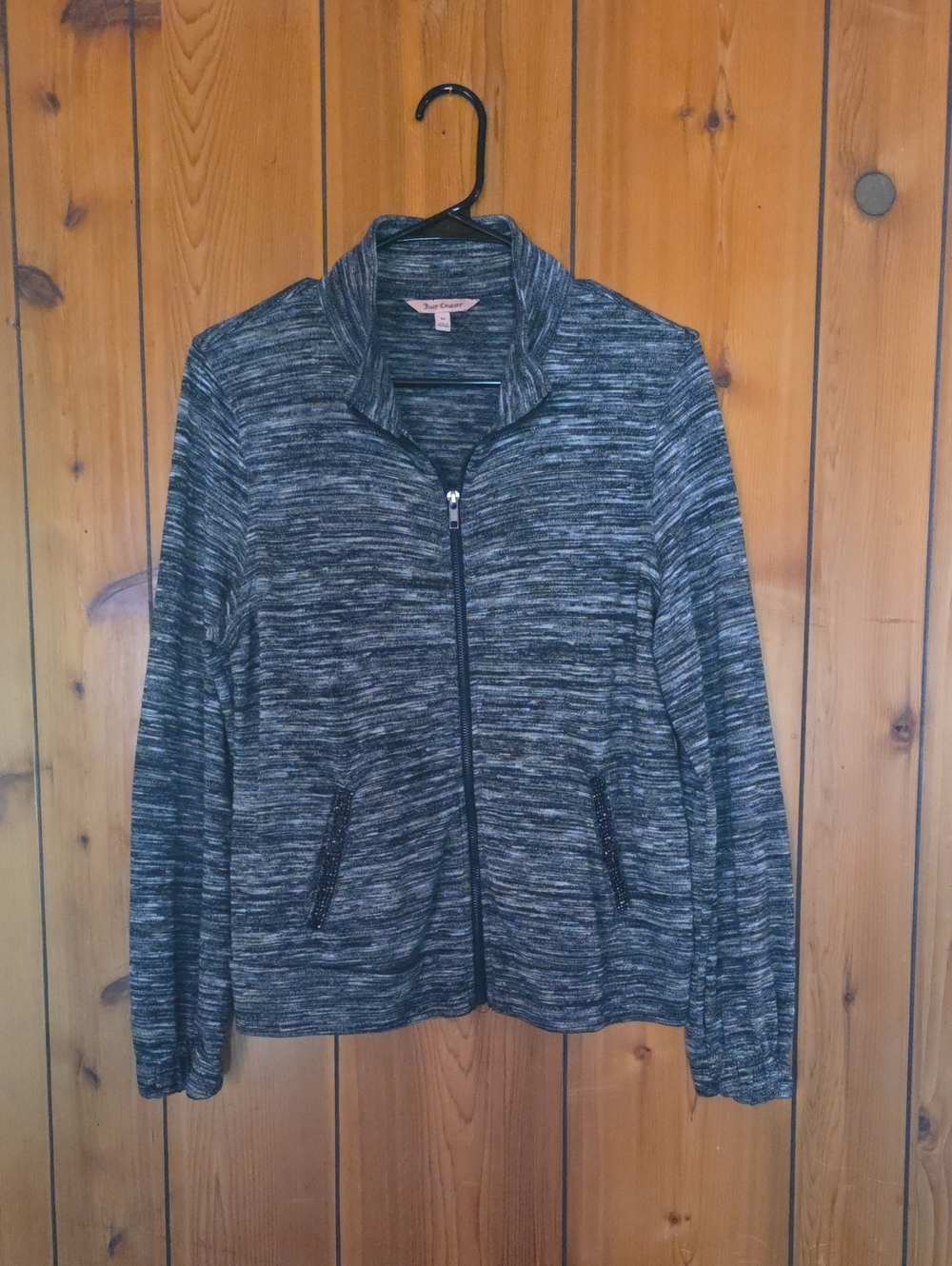 Juicy Couture Black & Gray Marled Zip-Up Bomber